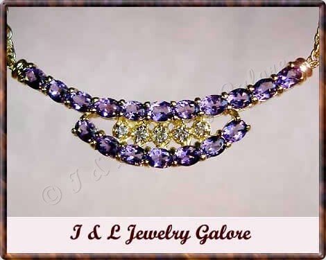 2.8 carat genuine AMETHYST and DIAMOND gold necklace