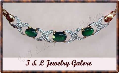 2.03 carat Genuine Emerald agate & DIAMOND gold necklace