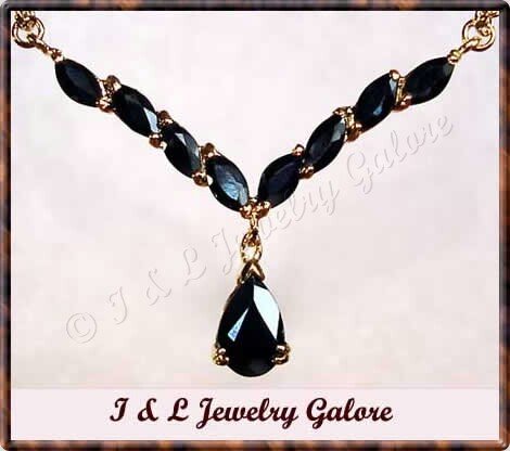 4 carat genuine Sapphire gold drop necklace