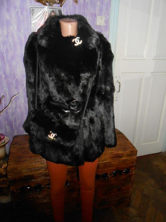 Real Rabbit fur coat + purse (chanel icons)