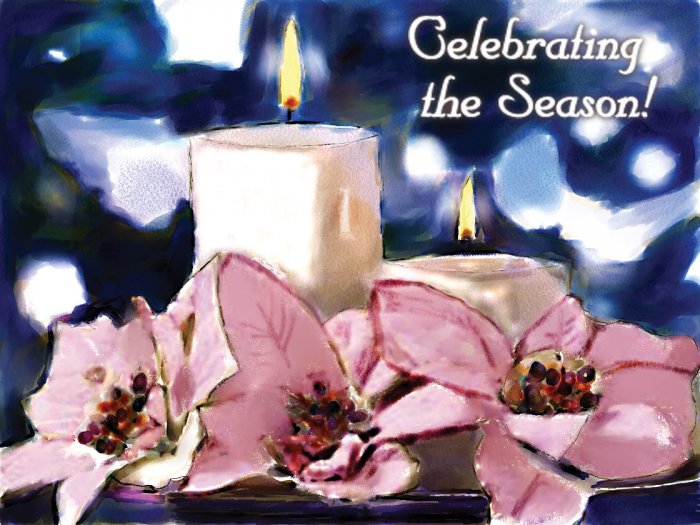 White Candles - Watercolor Christmas Cards - box of 8 5-inch by 7-inch greeting cards