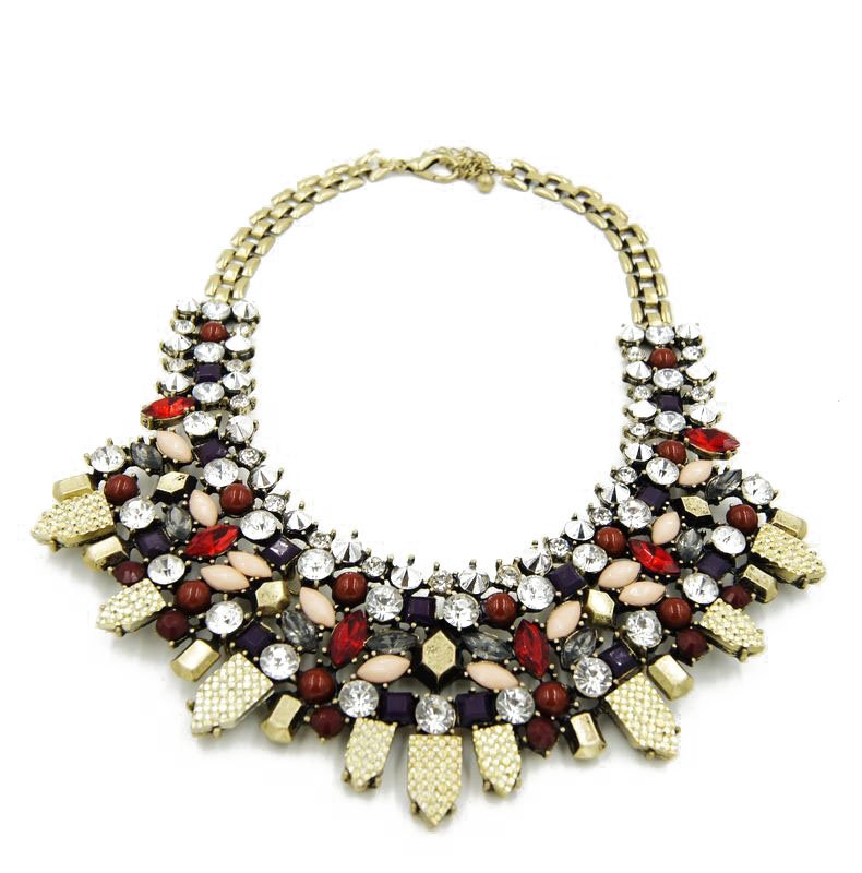 Pretty Women bib necklace for gift idea New fashion full of diamond luxury exaggerated wild necklace