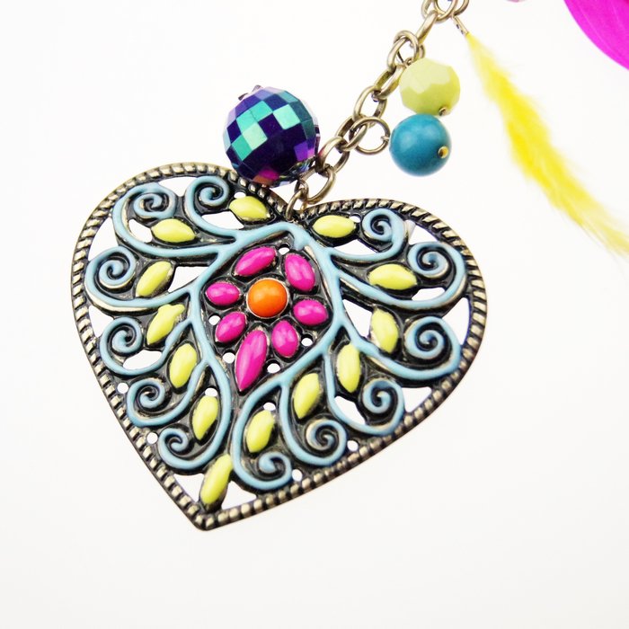 colorful heart pendants long necklace for womens kC4-A217