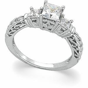 14K White Gold Diamond Bridal Engagement Ring