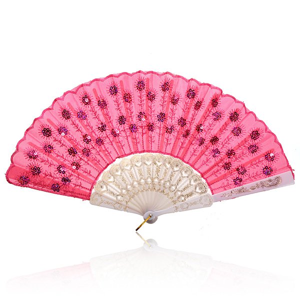 Spanish Style Embroider Folding Hand Flower Fan Wedding Party 5 Colors