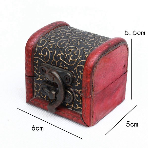 Vintage Mini Wooden Jewelry Box Treasure Storage Case Container