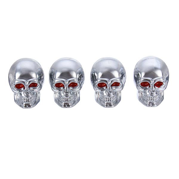 4pcs Skull Style Tire Valve Cup Car Wheel Decoration Accessories