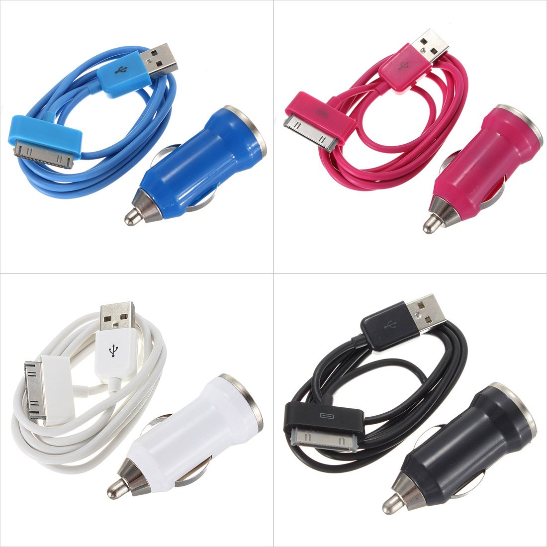 2 in 1 Car Charger Adapter For iPhone 4 4S 3GS 3G 2G iPod Touch