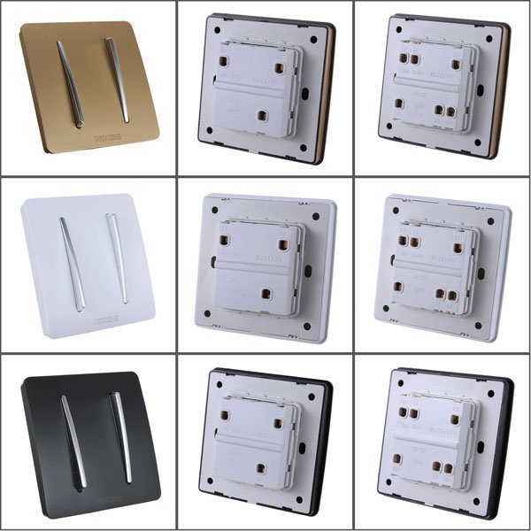 10A 220V Two 2 Gang Button Single / Double Control Wall Light Switch
