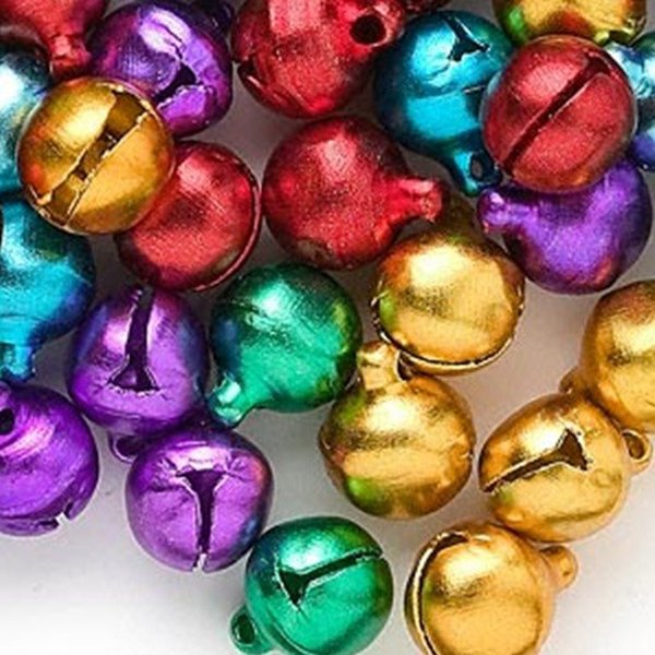 100 Pcs Mixed Color Iron Christmas Jingle Bells 8x6mm