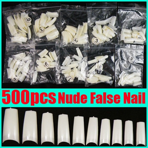 500pcs 3D French Acrylic Nude False Nail Art Tips