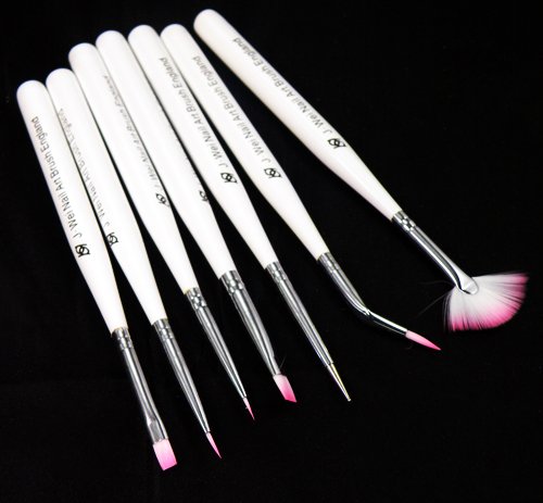 7pcs White Nail Art Gel Design Painting Pen Polish Brush