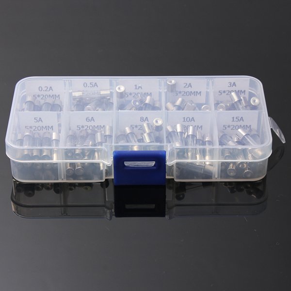 100Pcs 5x20mm Electrical Fuse Amp Fast-blow Glass Fuse Box