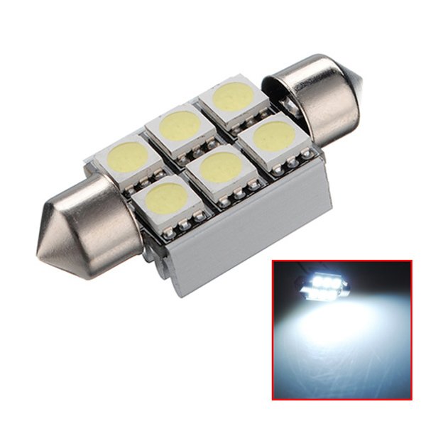 36mm 6SMD 5050 Canbus Error Free Car LED Dome Bulb DC 12V 6000-6500K