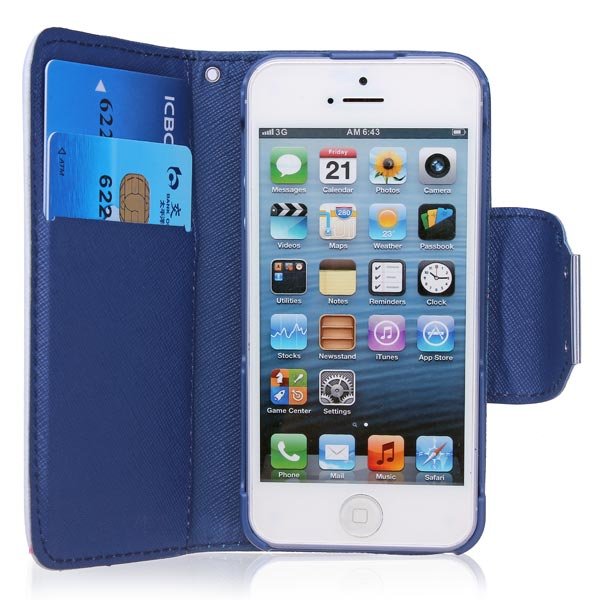 Cross Pattern Double Color PU Leather Case Cover For iPhone 5 5S