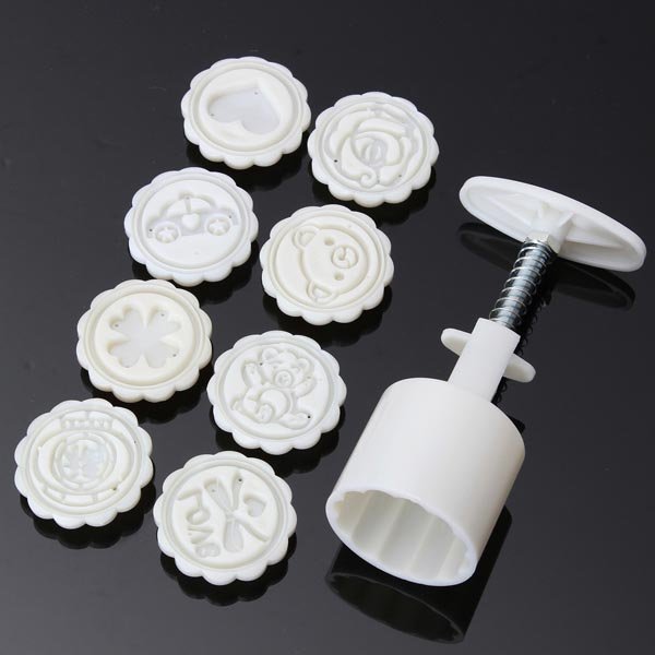 8 Styles Mooncake Mold Round Flower DIY Tool Decorate Pastry