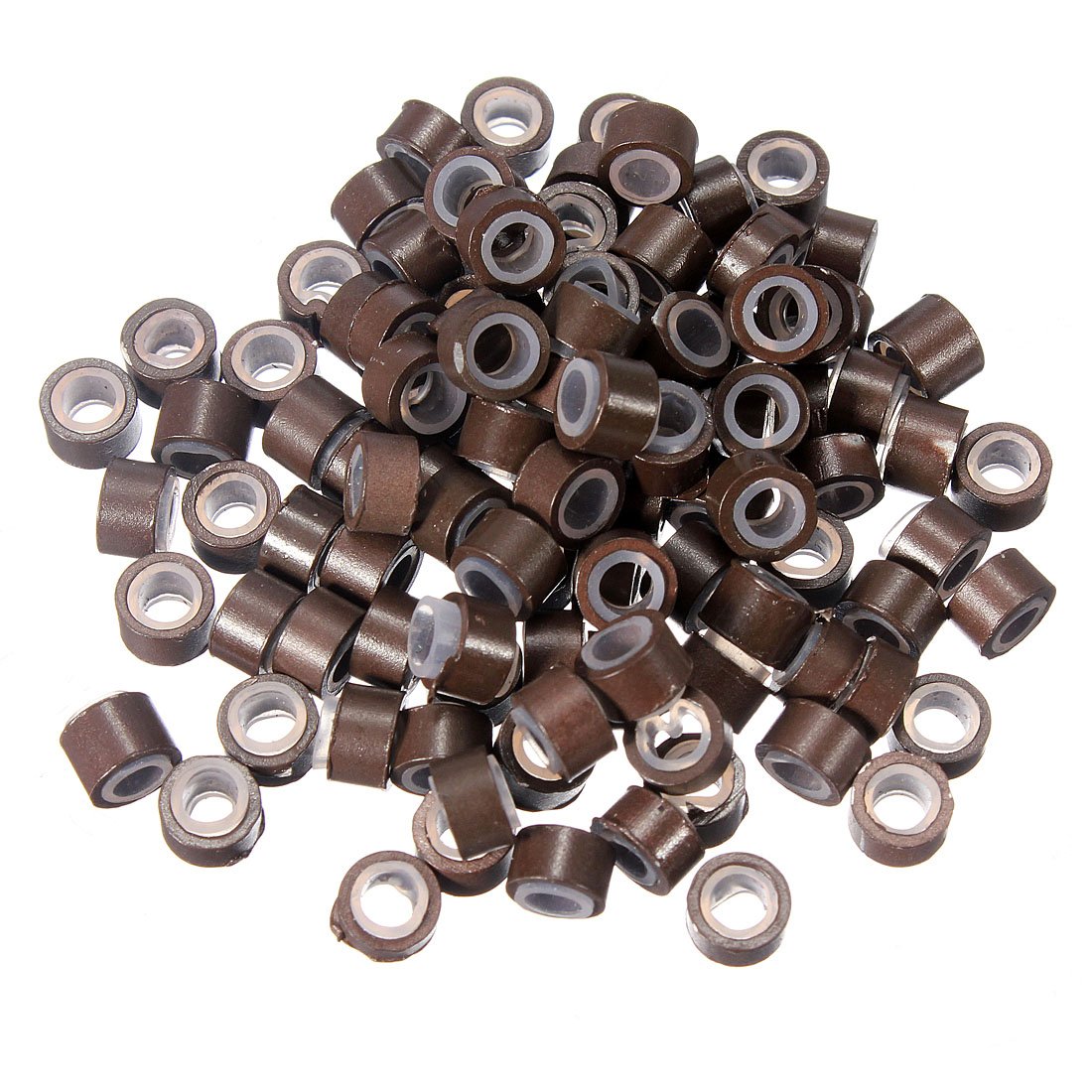 100 pcs Silicone Feather Hair Extension Tool Beads Micro Link Ring