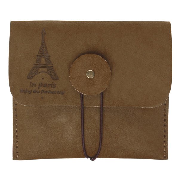 Retro Suede Leather Eiffel Tower Wallet Purse
