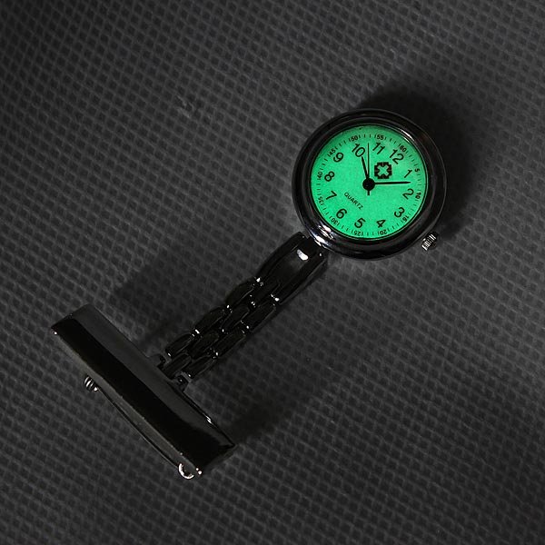 Silver Fluorescent Noctilucent Nurse Brooch Clip Quartz Pocket Watch