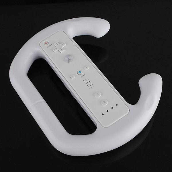 White Steering Wheel For Wii Remote Controller Racing Game