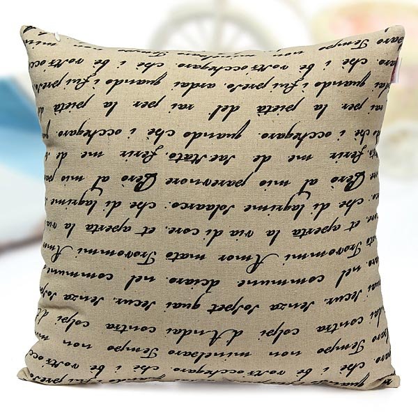 Cotton Linen French Letters Pillow Case Home Office Car Cushion