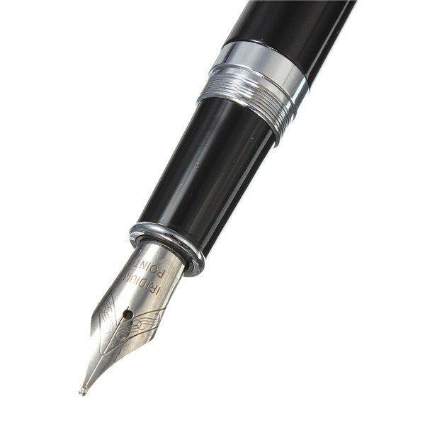 BAOER 519 Fountain Pen Chrome Black Medium Nib Writing Pen