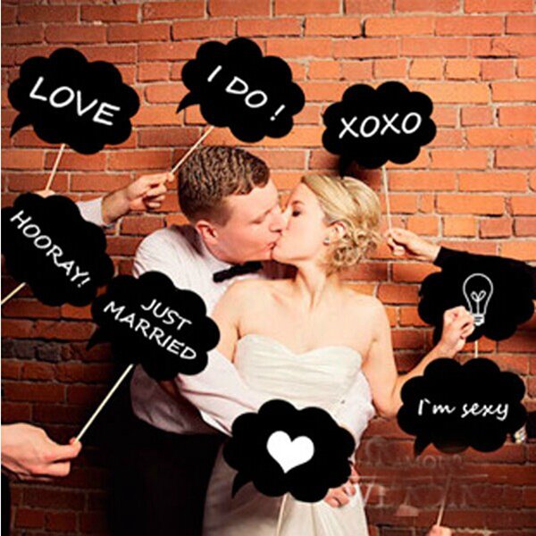 10Pcs Photo Booth Prop Wedding Party Black Card Board Chalkboard