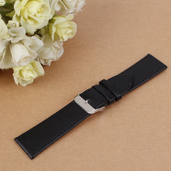 16-22mm Mens Womens Genuine Leather Strap Buckle Watch Band