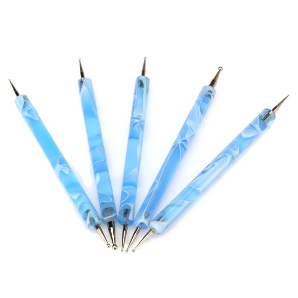 5pcs 2 Way Nail Art Dotting Marbleizing Painting Pen