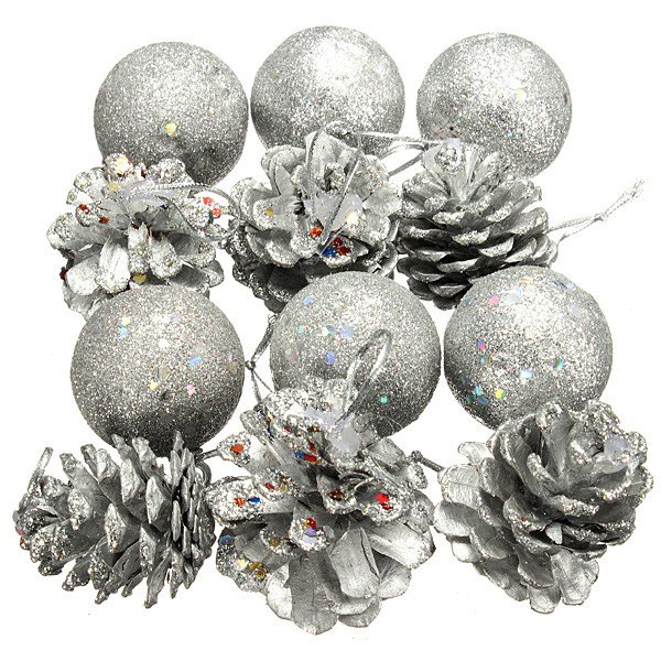 12 Pcs Christmas Pine Cone Ball Christmas Tree Ornament Decor