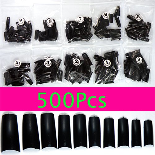 500 Black French Acrylic False 3D Nail Art Half Tips HOT