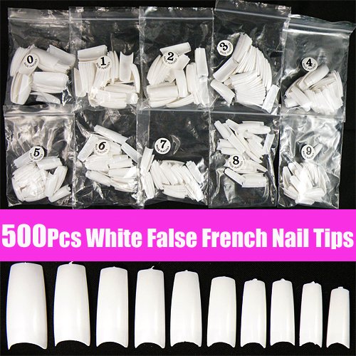 500pcs White Acrylic French False 3D Nail Art Half Tips