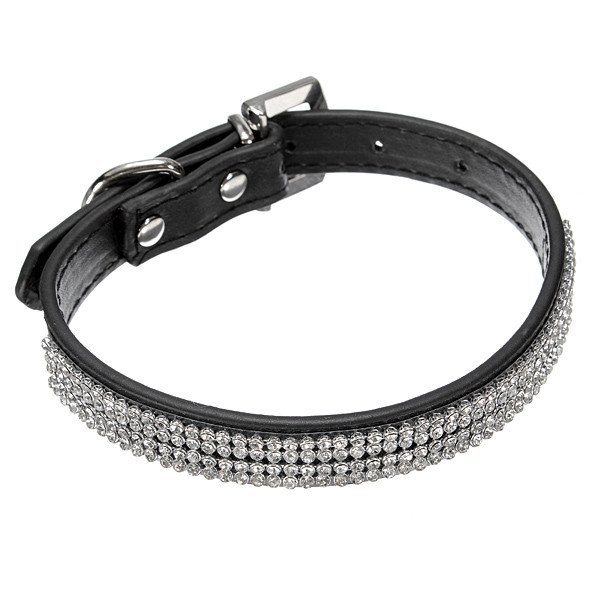 Adjustable Pet Dog PU Leather Silver Buckle Neck Strap