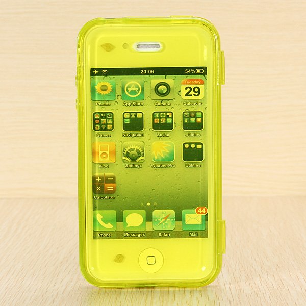 Transparent TPU Soft Gel Wrap Up Side Flip Full Case For iPhone 4s