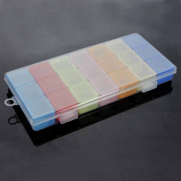 21 Slot 7 Day Colorful Pill Tablet Drug Box Case Organizer