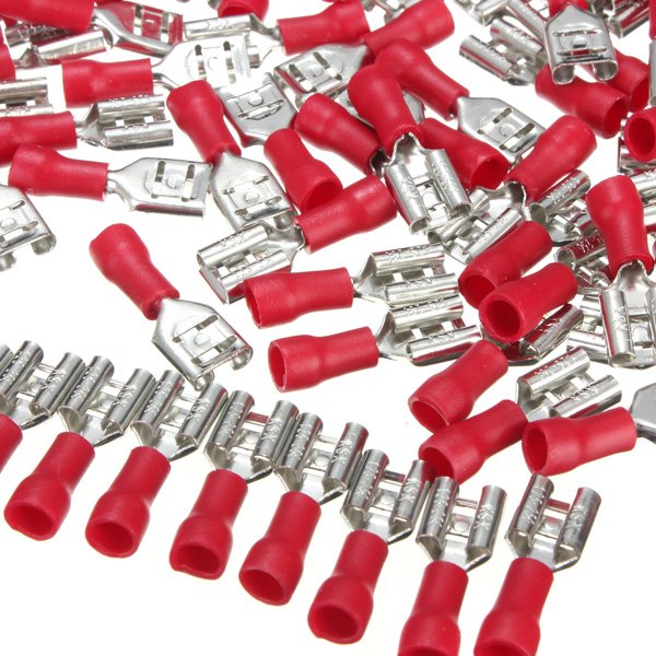 100pcs 22-16AWG RED Female Insulated Quick Disconnects Wire Crimp Terminals