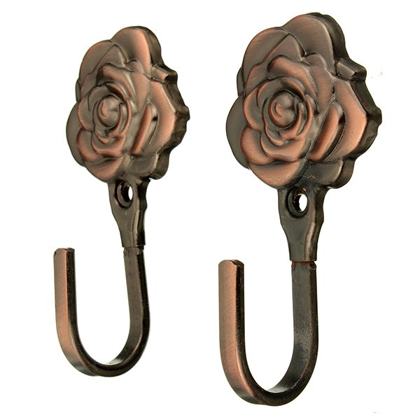 2pcs Metal Rose Flower Curtain Tie Back Tieback Holders Wall Hooks