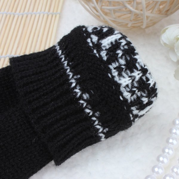 Zanzea Snowflake Wrist Long Knit Fingerless Gloves
