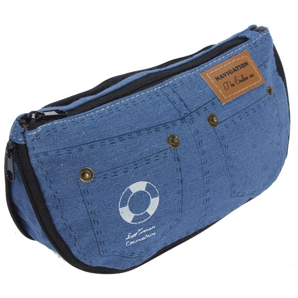 Women Canvas Jeans Pencil Case Makeup Bag Cosmetic Pouch Purse