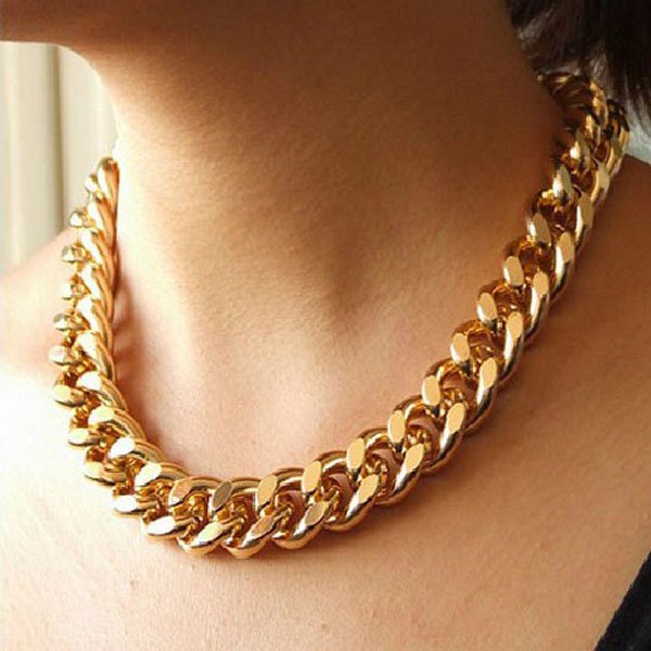 Thick Gold Chain Collar Statement Necklace Bracelet Anklet Jewelry