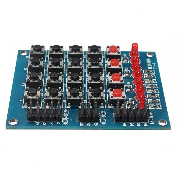 8 LED 4 x 4 Push Buttons Matrix Keypad 16 Key Switch Keyboard For Arduino AVR ARM STM32