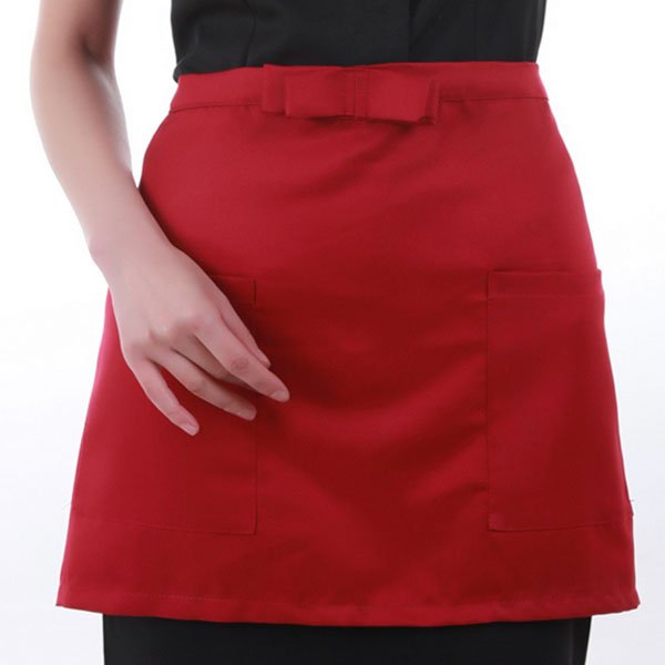 Cotton Short Half Waist Apron Home Kitchen Aprons With Pockets