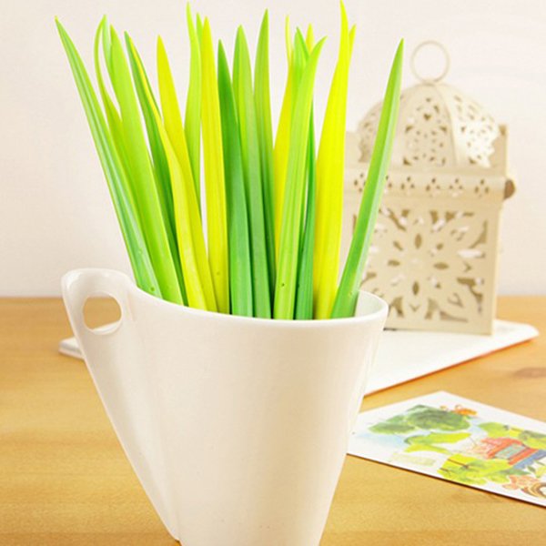 12PCS Grass Blade Neutral Pen Black Ink Office School Stationery
