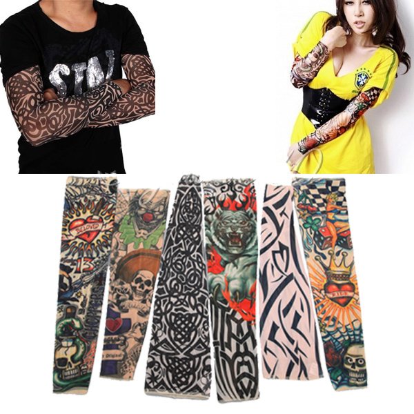 Goth Nylon Stretchy Fake Tattoo Leopard Sleeve Arm Stocking