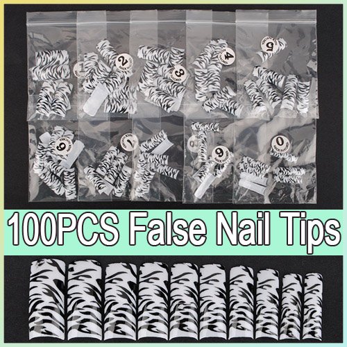 100pcs Black Leopard Dots False Acrylic 3D Nail Art Tips