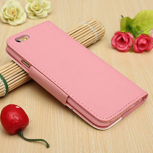 Cross Pattern Flip Leather Wallet Card Stand Case Cover For iPhone 6