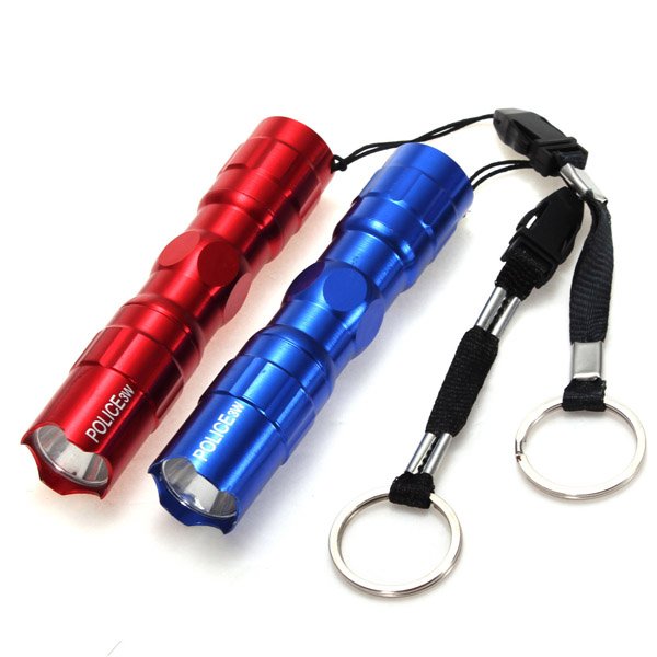 3W Mini Police Super Bright LED Torch Flashlight Keychain