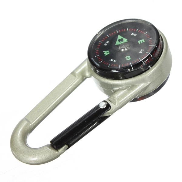Double Sided Metal Mini Compass Thermometer Key Chain