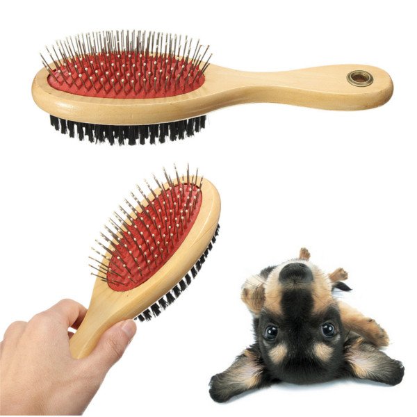 Pet Double Sided Comb Cat Dog Wooden Bristle Pins Grooming Brush