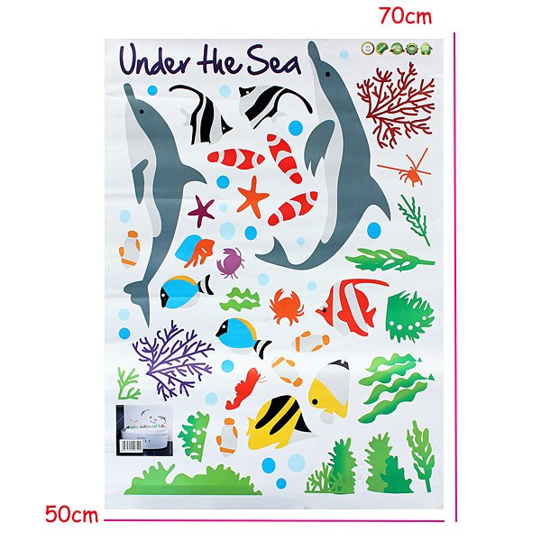 Vinyl Dolphin And Fish Wall Stickers Under The Sea Bathroom Decor